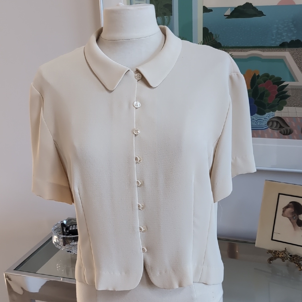 Jones New York Ivory Button Down Blouse